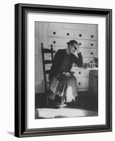 Sister Mildred Barker Consumed with Mirth While Sewing in Sewing Room-John Loengard-Framed Photographic Print
