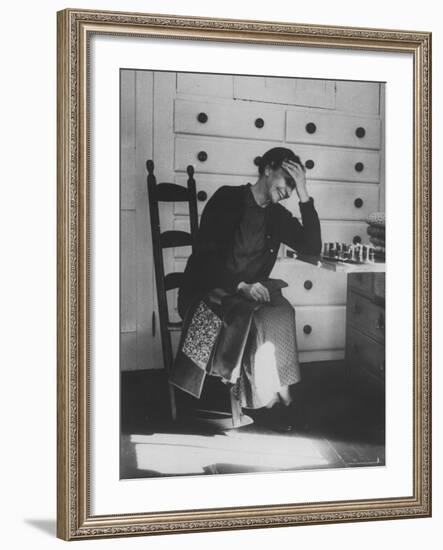 Sister Mildred Barker Consumed with Mirth While Sewing in Sewing Room-John Loengard-Framed Photographic Print