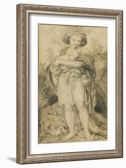 Sisterly Help (Pencil on Paper)-Frederic James Shields-Framed Giclee Print