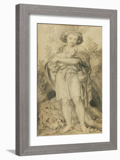 Sisterly Help (Pencil on Paper)-Frederic James Shields-Framed Giclee Print