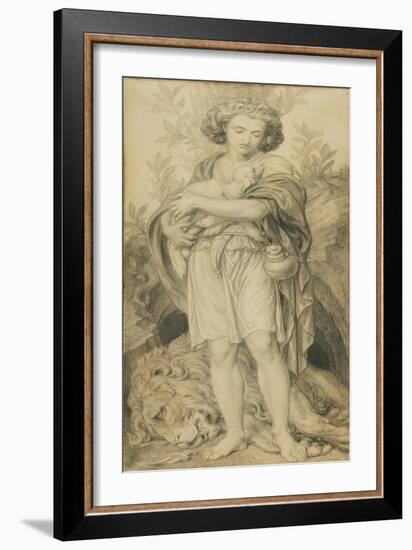 Sisterly Help (Pencil on Paper)-Frederic James Shields-Framed Giclee Print