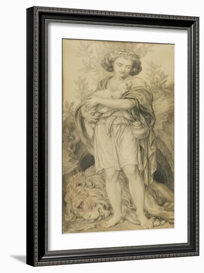 Sisterly Help (Pencil on Paper)-Frederic James Shields-Framed Giclee Print
