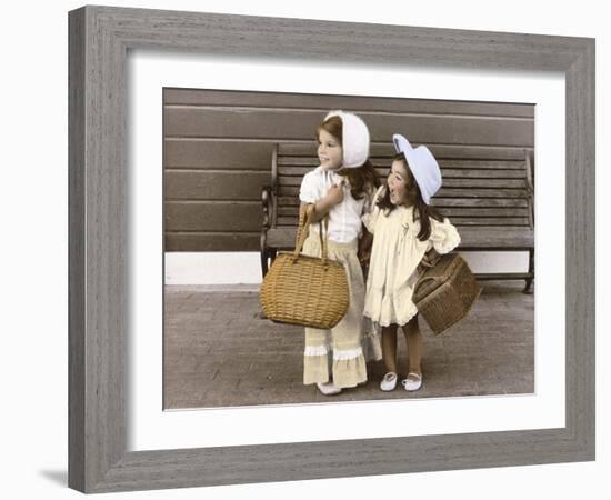 Sisters by the Bench-Nora Hernandez-Framed Giclee Print