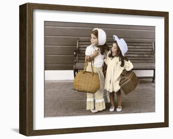 Sisters by the Bench-Nora Hernandez-Framed Giclee Print