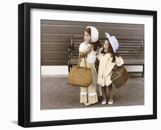 Sisters by the Bench-Nora Hernandez-Framed Giclee Print