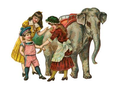Sisters Encouraging Elephant Ride Art Print Art Com