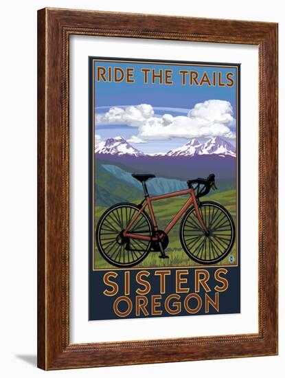 Sisters, Oregon - Mountain Bike-Lantern Press-Framed Art Print