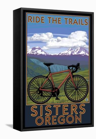 Sisters, Oregon - Mountain Bike-Lantern Press-Framed Stretched Canvas