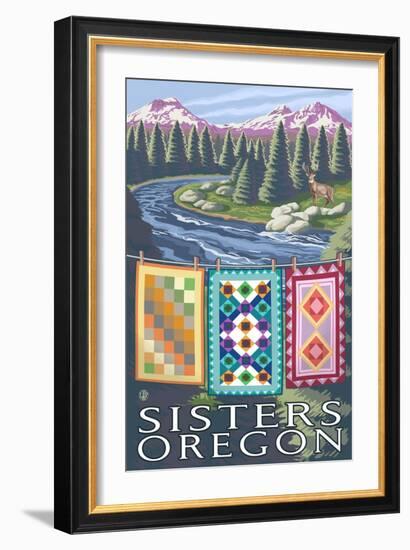 Sisters, Oregon, Quilt Scene-Lantern Press-Framed Art Print