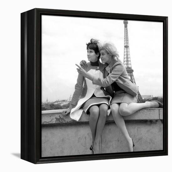 Sisters Sylviane and Sophie Agacinski at Trocadero, Paris, 16 July 1966-null-Framed Stretched Canvas