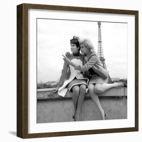 Sisters Sylviane and Sophie Agacinski at Trocadero, Paris, 16 July 1966-null-Framed Photo