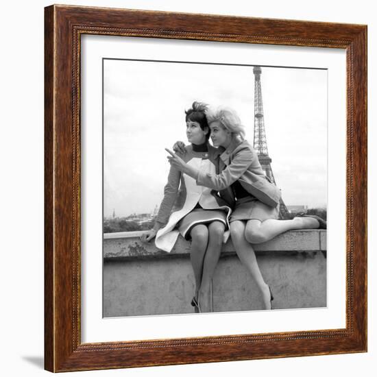 Sisters Sylviane and Sophie Agacinski at Trocadero, Paris, 16 July 1966-null-Framed Photo