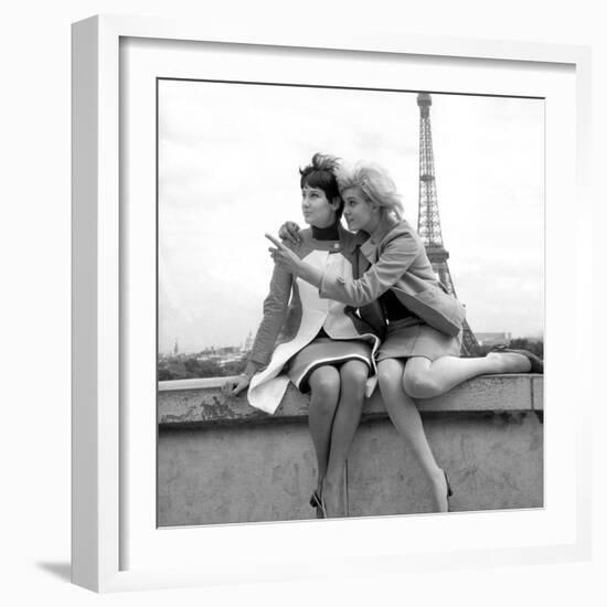 Sisters Sylviane and Sophie Agacinski at Trocadero, Paris, 16 July 1966-null-Framed Photo