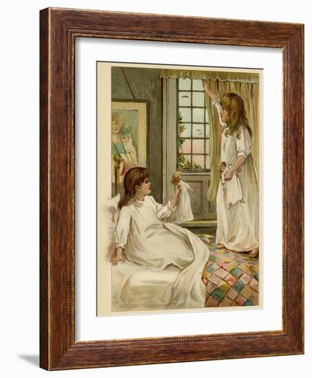 Sisters with Dolls-William St Clair Simmons-Framed Art Print