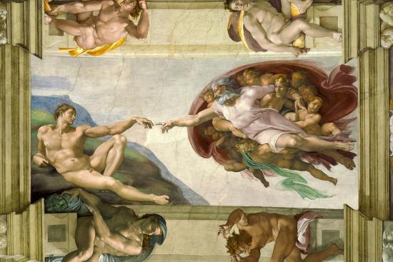 Sistine Chapel Ceiling 1508 12 Creation Of Adam 1510 Post Restoration Giclee Print Michelangelo Buonarroti Art Com