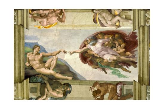 Sistine Chapel Ceiling 1508 12 Creation Of Adam 1510 Post Restoration Giclee Print Michelangelo Buonarroti Art Com Sistine Chapel Ceiling 1508 12 Creation Of Adam 1510 Post Restoration Giclee Print Michelangelo Buonarroti Art Com
