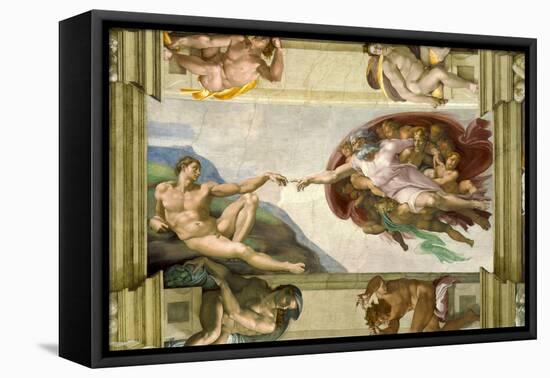 Sistine Chapel Ceiling (1508-12): Creation of Adam, 1510 (post-restoration)-Michelangelo Buonarroti-Framed Premier Image Canvas