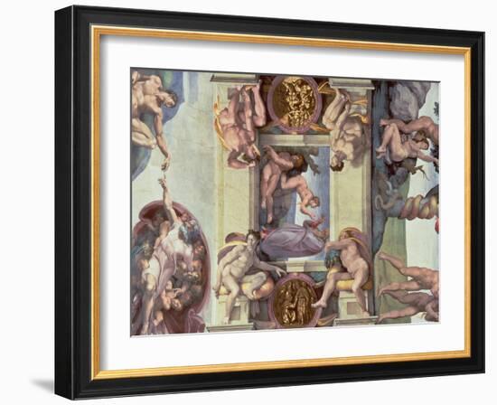 Sistine Chapel Ceiling (1508-12): the Creation of Eve, 1510 (Post Restoration)-Michelangelo Buonarroti-Framed Giclee Print