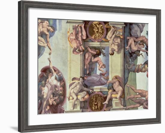 Sistine Chapel Ceiling (1508-12): the Creation of Eve, 1510 (Post Restoration)-Michelangelo Buonarroti-Framed Giclee Print
