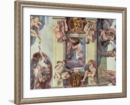 Sistine Chapel Ceiling (1508-12): the Creation of Eve, 1510 (Post Restoration)-Michelangelo Buonarroti-Framed Giclee Print