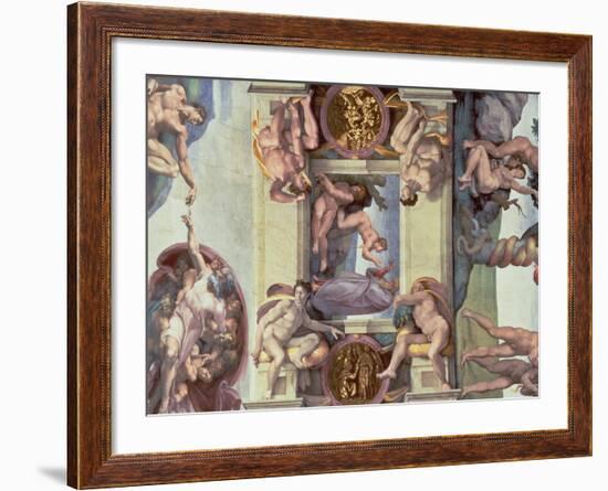 Sistine Chapel Ceiling (1508-12): the Creation of Eve, 1510 (Post Restoration)-Michelangelo Buonarroti-Framed Giclee Print