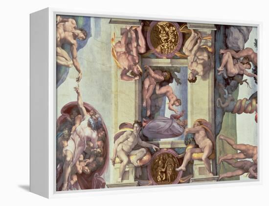 Sistine Chapel Ceiling (1508-12): the Creation of Eve, 1510 (Post Restoration)-Michelangelo Buonarroti-Framed Premier Image Canvas