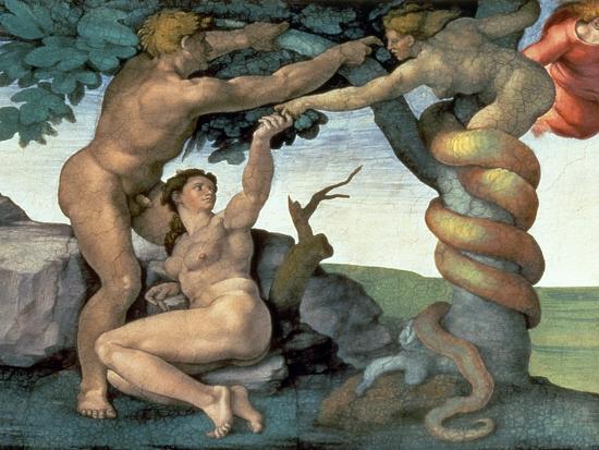 Sistine Chapel Ceiling 1508 12 The Fall Of Man 1510 Post Restoration Giclee Print By Michelangelo Buonarroti Art Com