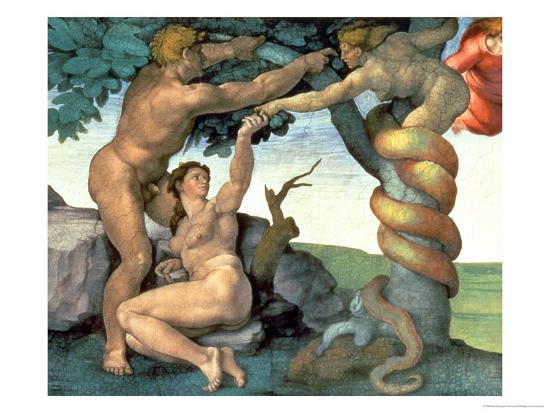 Sistine Chapel Ceiling 1508 12 The Fall Of Man 1510 Post Restoration Giclee Print By Michelangelo Buonarroti Art Com