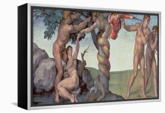 Sistine Chapel Ceiling (1508-12): the Fall of Man, 1510 (Post Restoration)-Michelangelo Buonarroti-Framed Premier Image Canvas