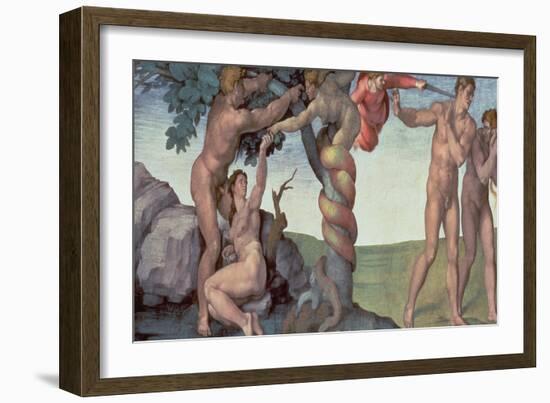 Sistine Chapel Ceiling (1508-12): the Fall of Man, 1510 (Post Restoration)-Michelangelo Buonarroti-Framed Giclee Print