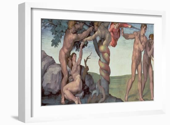 Sistine Chapel Ceiling (1508-12): the Fall of Man, 1510 (Post Restoration)-Michelangelo Buonarroti-Framed Giclee Print