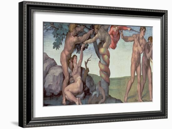 Sistine Chapel Ceiling (1508-12): the Fall of Man, 1510 (Post Restoration)-Michelangelo Buonarroti-Framed Giclee Print