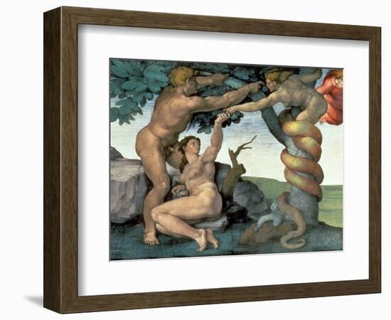 Sistine Chapel Ceiling (1508-12): the Fall of Man, 1510 (Post Restoration)-Michelangelo Buonarroti-Framed Giclee Print