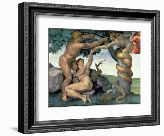 Sistine Chapel Ceiling (1508-12): the Fall of Man, 1510 (Post Restoration)-Michelangelo Buonarroti-Framed Giclee Print