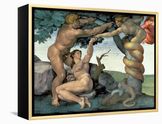 Sistine Chapel Ceiling (1508-12): the Fall of Man, 1510 (Post Restoration)-Michelangelo Buonarroti-Framed Premier Image Canvas