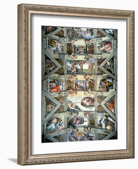 Sistine Chapel Ceiling and Lunettes, 1508-12-Michelangelo Buonarroti-Framed Giclee Print