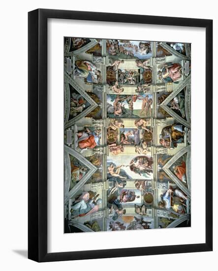 Sistine Chapel Ceiling and Lunettes, 1508-12-Michelangelo Buonarroti-Framed Giclee Print