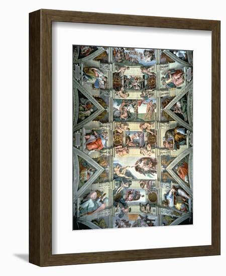 Sistine Chapel Ceiling and Lunettes, 1508-12-Michelangelo Buonarroti-Framed Premium Giclee Print