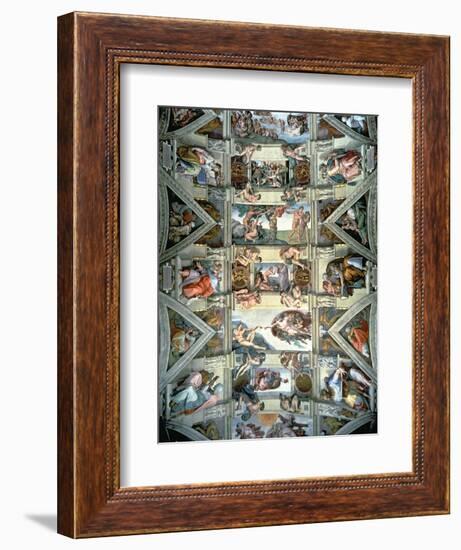 Sistine Chapel Ceiling and Lunettes, 1508-12-Michelangelo Buonarroti-Framed Premium Giclee Print