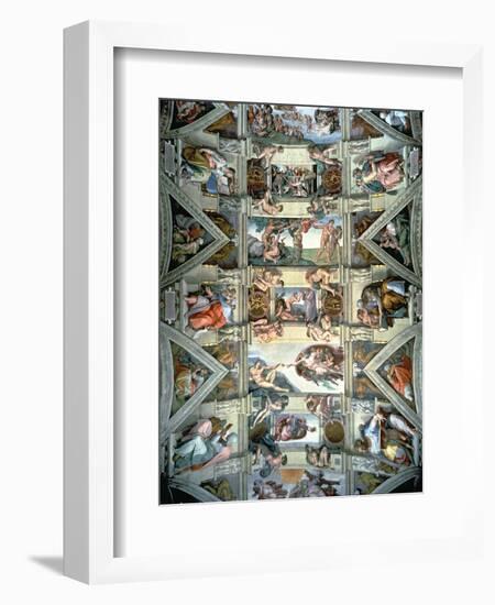 Sistine Chapel Ceiling and Lunettes, 1508-12-Michelangelo Buonarroti-Framed Premium Giclee Print