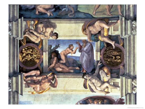 Sistine Chapel Ceiling Creation Of Eve With Four Ignudi 1510 Giclee Print By Michelangelo Buonarroti Art Com