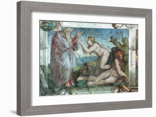 Sistine Chapel Ceiling: Creation of Eve, with Four Ignudi, 1511-Michelangelo Buonarroti-Framed Giclee Print