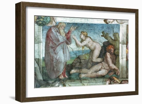 Sistine Chapel Ceiling: Creation of Eve, with Four Ignudi, 1511-Michelangelo Buonarroti-Framed Giclee Print