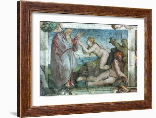 Sistine Chapel Ceiling: Creation of Eve, with Four Ignudi, 1511-Michelangelo Buonarroti-Framed Giclee Print