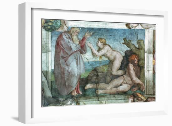 Sistine Chapel Ceiling: Creation of Eve, with Four Ignudi, 1511-Michelangelo Buonarroti-Framed Giclee Print