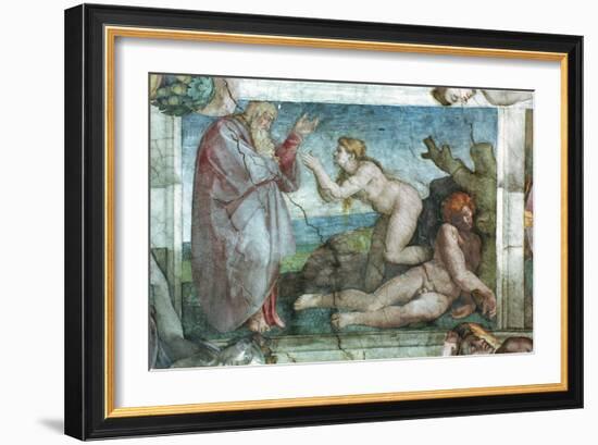 Sistine Chapel Ceiling: Creation of Eve, with Four Ignudi, 1511-Michelangelo Buonarroti-Framed Giclee Print