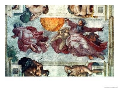 Sistine Chapel Ceiling Creation Of The Sun And Moon 1508 12 Giclee Print By Michelangelo Buonarroti Art Com
