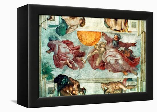 Sistine Chapel Ceiling: Creation of the Sun and Moon, 1508-12-Michelangelo Buonarroti-Framed Premier Image Canvas