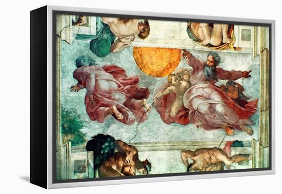 Sistine Chapel Ceiling: Creation of the Sun and Moon, 1508-12-Michelangelo Buonarroti-Framed Premier Image Canvas