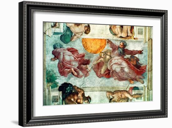 Sistine Chapel Ceiling: Creation of the Sun and Moon, 1508-12-Michelangelo Buonarroti-Framed Giclee Print